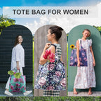 BeeGreen Flower Reusable Shopping Bags Cute Grocery Bag 6 Pack, Christmas Gift Bags Heavy-Duty Foldable Shopping Totes for Supermarket, Work & Travel, Large Washable Polyester Tote Bag with Handles