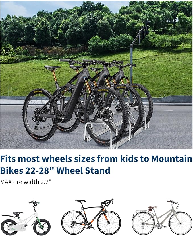 Bike Floor Stand, Freestanding Bike Parking Rack for Garage, Heavy Duty Bicycle Storage Organizer Fit 22-28" Wheels & 2.2" Tire Width,Indoor Outdoor Bike Storage Stand for Home, Apartment, Bike Shop