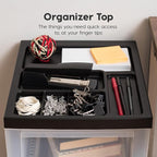 IRIS USA Plastic Drawer Storage Organizer Rolling Cart, with Wheels Casters, 3-Drawers, for Classroom Art Craft Supplies Dresser Closet Bathroom Laundry Room, Black/Clear