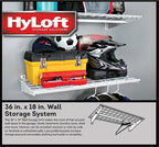 HyLoft 2-Pack Heavy Duty Steel Wall Garage Shelving, 36 in. x 18 in. Adjustable, Includes Hanging Rod, Max Shelf Load 200 Pounds, Item 777, White Powder Coated Finish
