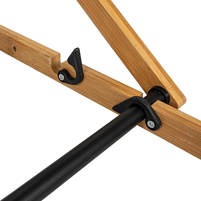 Household Essentials Bamboo Adjustable Folding Clothes Drying Rack, Upscale Laundry Rack with 16 Coated Metal Dowels, Black