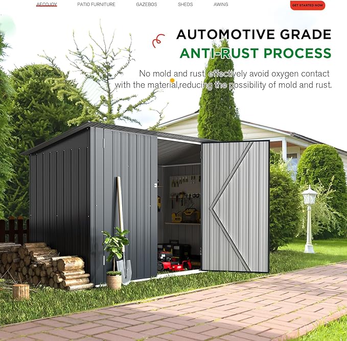 AECOJOY 3'x6' Outdoor Storage Bike Shed, Small Metal Garden Outdoor Storage Cabinet Sheds & Outdoor Storage Clearance, Lean to Tool Garden Shed for Outside