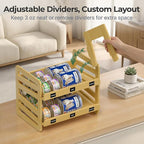 Cat Food Can Organizer for 3 oz & 5.5 oz Wet Cat Food Cans, Wooden FIFO Can Dispenser for Pantry or Feeding Station, Includes Dry-Erase Labels, Marker & Anti-Slip Pads
