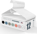 Neaties Heavy Duty Clothes Hangers 12 Pack – Made in The USA – 8lb Capacity Plastic Hangers for Adult Clothing – Durable for Pants, Coats, Jackets, or Jeans – White
