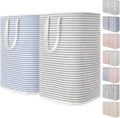 Lifewit 2 Pack Laundry Basket 80L Each, Collapsible Clothes Hamper with Reinforced Handles, Freestanding Waterproof Design for Bedroom and Laundry Room, Grey&Blue 160L Total