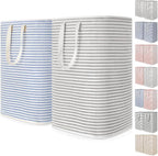 Lifewit 2 Pack Laundry Basket 80L Each, Collapsible Clothes Hamper with Reinforced Handles, Freestanding Waterproof Design for Bedroom and Laundry Room, Grey&Blue 160L Total