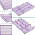 Annova Desk Drawer Organizer/Storage Tray - Metal Mesh with Dividers for Pens, Desktop Accessories, Bathroom, Kitchen, Makeup and Office Supplies (Small, Light Purple)