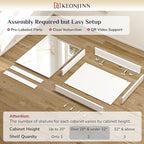 Keonjinn 48 x 26 Inch Medicine Cabinet, Assembly Required, White Bathroom Medicine Cabinets Mirror, Lightweight, Adjustable Shelves, Surface Mount or Recessed, Tempered Glass