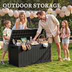 YITAHOME 60 Gallon Outdoor Storage Box, Lockable Resin Deck Box with Handles, Waterproof Outdoor Storage Box for Patio Furniture, Garden Tools and Pool Accessories, Black