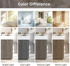 21.6" Small Fluted Bathroom Vanity with Sink,Soft Closing Doors and Storage Shelves,Natural Wood Single Bathroom Sink Cabinet Combo Freestanding,Dark Grey