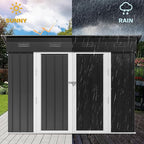 DWVO 8.5' x 3.5' Outdoor Storage Shed, Lockable Double Doors, Sloped Roof, Heavy-Duty Steel Shed for Garden & Patio, Large Backyard Tool Organizer, Dark Gray