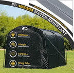 Happy Travel Bike Storage Tent, Outdoor 8×7×6.3ft Large 2-in-1 Portable Shed More 30% Top Space W/Double Doors with Mesh, Outside Lawn Mower Shelter and Bicycle Cover for Patio Furniture, Garden Tools