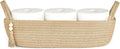 Mkono Small Storage Basket for Toilet Tank Top Boho Bathroom Decor Woven Rope Toilet Paper Tray Organizer for Shelf Bedroom Living Room, Jute, 1 Pack, 15.7" L x 6" W