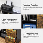Yaheetech File Cabinets Large Rolling Filing Cabinet Printer Stand on Wheels for Home Office,with 4 Open Storage Shelves,Letter Size A4 Size,Black/Rustic Brown