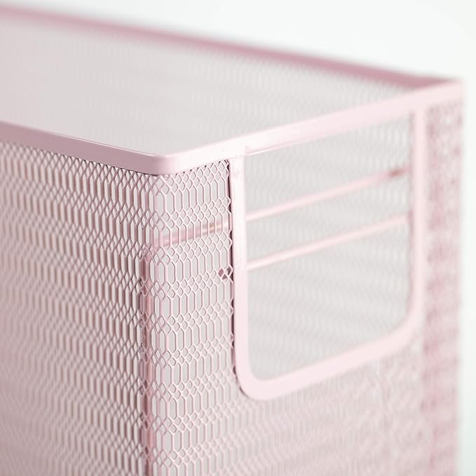 BLU MONACO | Pink Desk Organizer Set | 5 Piece Metal Office Desk Organizer with Hanging File Holder, Magazine Organizer, Pen Cup, Sticky Note Holder, Letter Sorter | Desk Organizers and Accessories