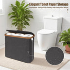 Toilet Paper Storage with Lid and Handle, 12 Roll Toilet Paper Basket Bathroom Standing Organizer, Folding Storage Bag with Foot Base, Slim Holder Container for Rolling Tissue, Towel- Grey