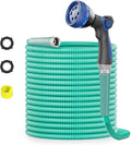 SPECILITE 100ft 304 Stainless Steel Garden Hose Metal, Heavy Duty Water Pipe with Nozzles for Yard, Outdoor - Flexible, Never Kink & Tangle, Puncture Resistant (Aqua)