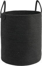 Woven Cotton Rope Laundry basket-15”X20” Laundry Hamper-Rope Storage Basket for Dirty Clothes, Toys and Blankets Perfect for Bathroom, Baby nursery and Living Room Storage (black)
