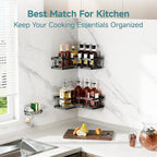 Veken Corner Adhesive Shower Caddy 3-Pack with Soap Holder&Hooks,No Drilling Shower Shelves,Rustproof & Waterproof Bathroom Organizers and Storage,Rack for Small Spaces, Kitchen&Rental-Friendly,Black