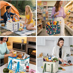 BALEINE 1Pk Reusable Grocery Bags, Foldable Shopping Bags for Groceries with Reinforced Bottom & Handles (Island Breeze)