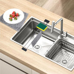 Dishcloth Drying Rack Sink with 2 Rags, Dish Towel Rack Stretchable Wash Dish Cloth Holder for Kitchen Stainless Dish Rag Holder for Sink Accessories for Drying