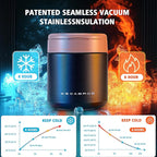15.2oz Kids Thermo for Hot Food – Vacuum Insulated Food Jar with 316 Stainless Steel Interior, Leakproof Wide Mouth Soup Thermos for School Lunch (Black)