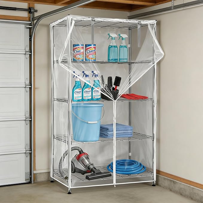 Wire Shelf Cover,600D Heavy Duty 100% Waterproof Shelf Covers for Wire Shelving,Outdoor Storage Shelves Cover for Metal Rack,36" W x 16" D x 72" H,Clear