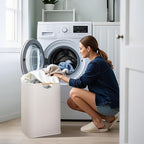 STORAGE MANIAC 3-Pack Large Laundry Hamper, 80L (21.1 Gal) Collapsible Laundry Basket with Bamboo Handles, Freestanding Waterproof Clothes Hamper for Laundry Room, Bedroom, Dorm, Towels, Toys, Beige