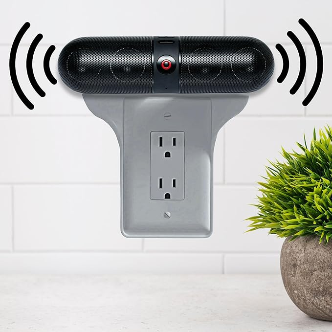BeraTek Power Perch Wall Outlet Shelf | Declutter & Reclaim Counter Space | Bedroom & Bathroom Organizing Shelves | Alexa Echo Dot Holder, Router Shelf, Holds Electric Toothbrush | Gray, 1-Pack