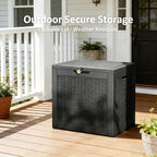 30 Gallon Outdoor Storage Box, Resin Deck Boxes Outdoor Waterproof For Patio Furniture, Garden Tools, Pool Supplies, Lockable And UV Resistant (Rattan Gray)