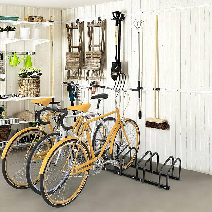 WALMANN 5 Bikes Floor Bike Stand, Bike Parking Rack Garage Bike Storage Stand Indoor/Outdoor 22-28" Wheel Stand, Max. Tire Width 2.1"