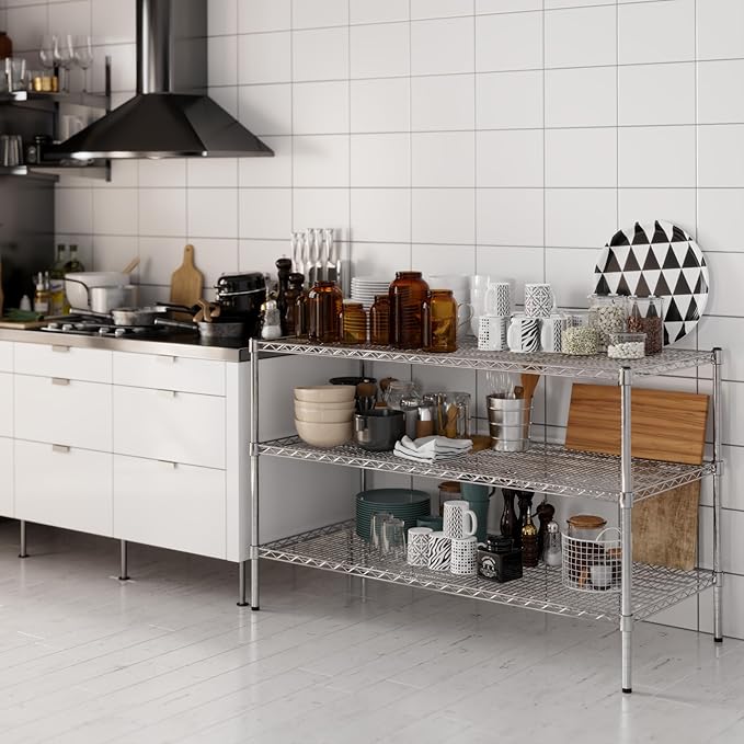 24" Deep x 54" Wide x 34" Height Wire Shelving Kit | 3-Tier | NSF Commercial Storage Rack Unit
