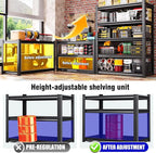 2Pack Storage Shelves 5-Tier Heavy-Duty Steel Storage Shelving Unit Adjustable Boltless Rack, 2500 lbs Capacity – Durable Organizer for Garage, Kitchen, Basement & Workshop 71”x46”x17.7” Black