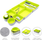 Welaxy Drawer organizer bin felt trays desk storage dividers for home office supplies Nightstand sort catchall entryway 7-piece Pack gift idea (Green)