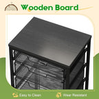 Rolling Storage Cart with Drawers, Utility Cart with Wooden Tabletop and Lockable Wheels Multifunctional Storage Organizer Craft Cart for Classroom, Bedroom, Bathroom, Office, Black
