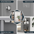 Bathroom Medicine Cabinet with Mirror, Wall Mounted Home Storage with Door, Over The Toilet Space Saver Storage Cabinet, Bathroom Cabinet Wall Mounted, Grey