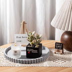Round Bathroom Tray Silicone Kitchen Counter Decor Vanity Organizer Decorative Coffee Table Tray for Perfume, Candle, Soap Dish, 9 Inch, Light Gray