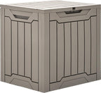 YITAHOME 31 Gallon Outdoor Storage Box, Resin Deck Box and Waterproof Package Delivery Box for Gardening Tools, Pool Supplies, Patio Furniture, Lockable, Taupe