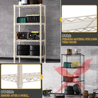 1000 lbs 4-Shelf Standing Storage Shelves Heavy Duty Metal Shelving Unit Adjustable Wire Rack for Office Garage Kitchen, Light Tan 11.8 D x 23.6" W x 47.5" H