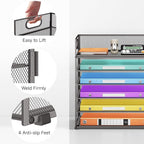 6 Tiers Letter Tray Paper Organizer With Handle, Mesh Desk File Organizer, Metal Desktop Document Shelf, Paper Sorter for Office, Home or School File Folder Holder - Grey
