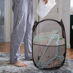 Foldable Mesh Popup Laundry Hamper,Laundry Basket Easy to Open and Fold for Dorm,Travel, College Dorms, and More (2 black)