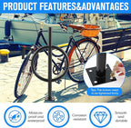 2 Bike Capacity Post and Ring Bike Rack Commercial Bicycle Rack 35" L Heavy Duty Galvanized Steel Bicycle Organizer Ground Parking Stand for Outdoor Garages Streets Yards Schools Sidewalks