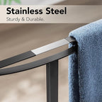 Bathroom Towel Rack Freestanding Floor Stand: Black 36in 2‑Bar Weighted Marble Base Towel Holder, Rustproof 304 Stainless Steel Drying Rack for Bath&Hand Towels, No‑Drill Slim Organizer, Spa Pool