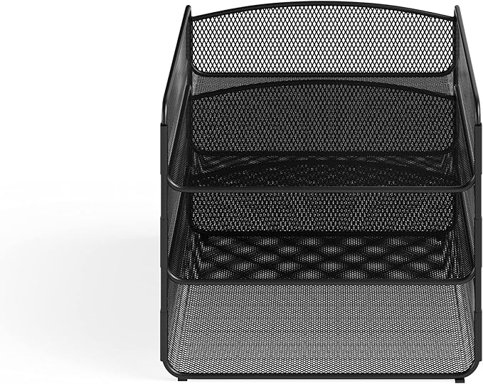 Safco Onyx Organizer Triple Tray: Store & Organize with Style - Powder Coated, Rectangular, Perfect for Home, Office & Classroom. Desktop or Tabletop