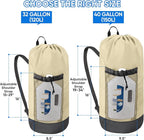 BALEINE 120L Laundry Bag Backpack, 900D Oxford Fabric Large Travel Laundry Bags with Shoulder Straps and 2 Mesh Pockets for College Dorm, Apartment, Laundromat (Beige, 120L)