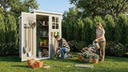 AIRAJ 5x3 FT Outdoor Storage Shed,Resin Storage Shed with Floor/Window/Vent/Roof Rainwater Drainage/Lockable Door,All-Weather Garden House,for Backyard, Garden,Poolside,Bike,Lawn Mower,Patio Furniture