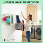 Laundry drying rack wall mount(40-INCH White), a wall mount clothes drying rack solution with reinforced metal frame, easy installation in tight spaces and foldable; drying rack clothing wall mounted.