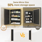 Pre-Assembled Surface or Recessed Medicine Cabinet Mirror-16x24 Brushed Nickel Bathroom Medicine Cabinet with Mirror & Rustproof Aluminum Frame, Beveled Bathroom Vanity Mirror with Storage