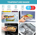 Vtopmart 2Pack 1500ml/50.7oz Large Glass Storage Containers with Lids, Meal Prep Food Container Set with Snap Airtight Lid for Baking, Microwave, Oven, Leak Proof, for Freezer, Dishwasher, Grey