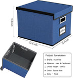 Huolewa File Organizer Box with Lid, Collapsible File Folder Organizer for Office Document Storage, Filing Box with Plastic Slide for Letter Size Hanging File Folders(1 Pack, Royal Blue)